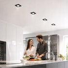 6x Oprawa halogenowa Szklana Kwadratowa + Żarówka GU10 LED 10W 3 barwy oczko sufitowe podtynkowe czarne