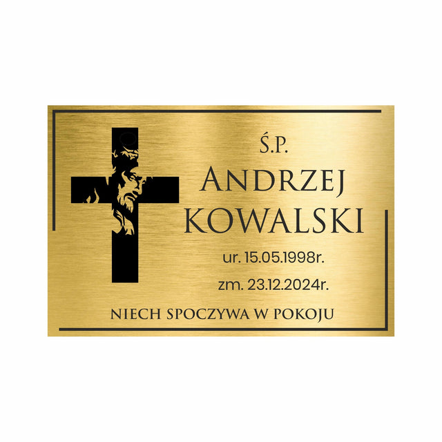 Tabliczka nagrobna na krzyż grób odporna na warunki atmosferyczne 20x13cm oznaczenie cmentarne, tworzywo sztuczne, pamiątka na miejsce pochówku