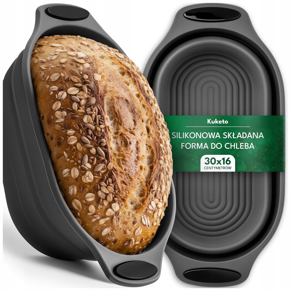 Forma do pieczenia chleba ciast pasztetu silikonowa keksówka składana duża foremka cukiernicza, do zmywarki, 30 x 16 x