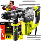 Ryobi młot udarowy młotowiertarka 1050W 3,6J RSDS1050-K +walizka+dłuta do betonu SDS Plus wiercenie i kucie zasilanie