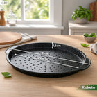 Blacha do pizzy tarty forma do pieczenia nieprzywierająca perforowana duża taca do wypieku z uchwytami, metalowa 29,5 cm