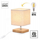 LightLogic lampka stołowa nocna z abażurem LL KRALIN E14 włącznik kremowa lampa na szafkę, do sypialni, oświetlenie