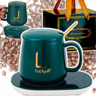 Zestaw kubek podgrzewany podstawka podgrzewacz wody herbaty kawy prezent ceramiczny 340 ml do napojów