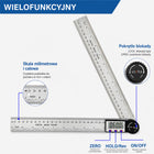 Kątomierz Elektroniczny Cyfrowy Ekran LCD 300mm 360° Metalowy Linijka Stal miernik kątów do stolarstwa, ciesielstwa i