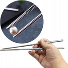 Pałeczki premium stal nierdzewna 5 par srebrne do sushi, kuchni azjatyckiej, wielorazowe metalowe sztućce, 23,5 cm