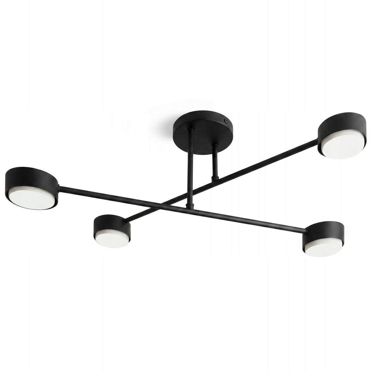 Nowoczesna Lampa Sufitowa Plafon Żyrandol Spot Czarny Matowy 4x Gx53 LED oprawa metalowa 4-punktowa do salonu i kuchni