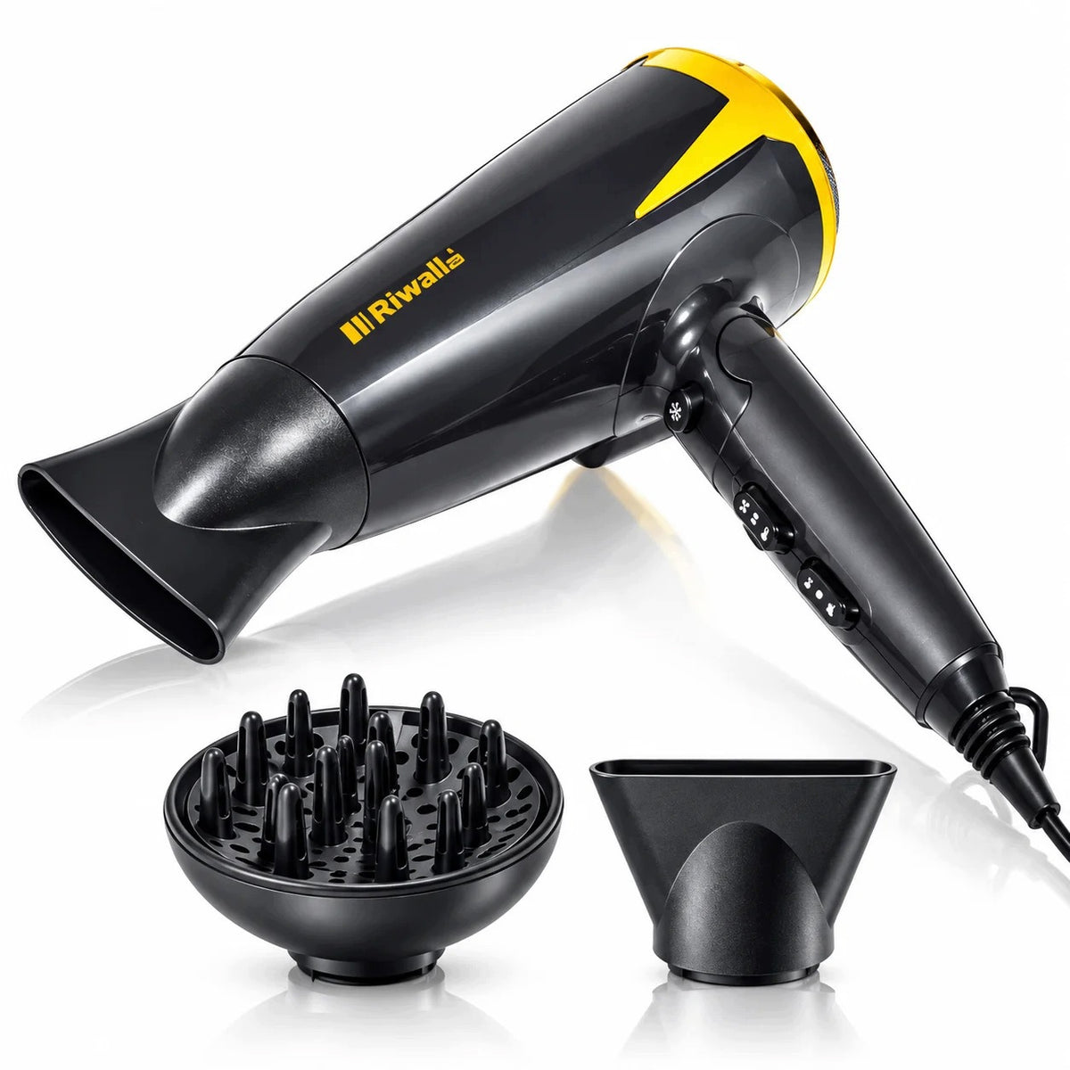Suszarka do włosów turbo 90km/h +dyfuzor +koncetrator riwall RDS-01 moc 2500 w, składana, z nakładkami do stylizacji
