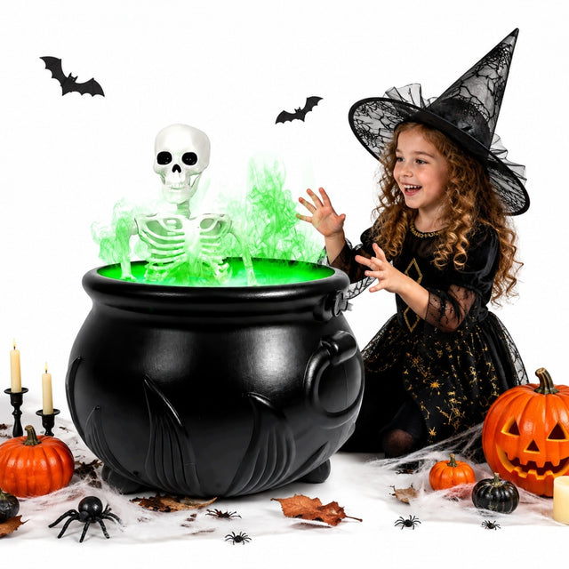 Generator Dymu Kociołek Wiedźmy LED Halloween Dekoracja Zawieszana Czarny ozdoba na bal przebierańców, imprezę tematyczną, upiorny rekwizyt