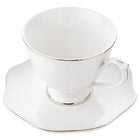 KOMPLET KAWOWY ZESTAW FILIŻANKI FLORINA ZE SPODKIEM LIRIC 210ML 12el 6sos porcelanowe, białe w paski, serwis dla 6 osób