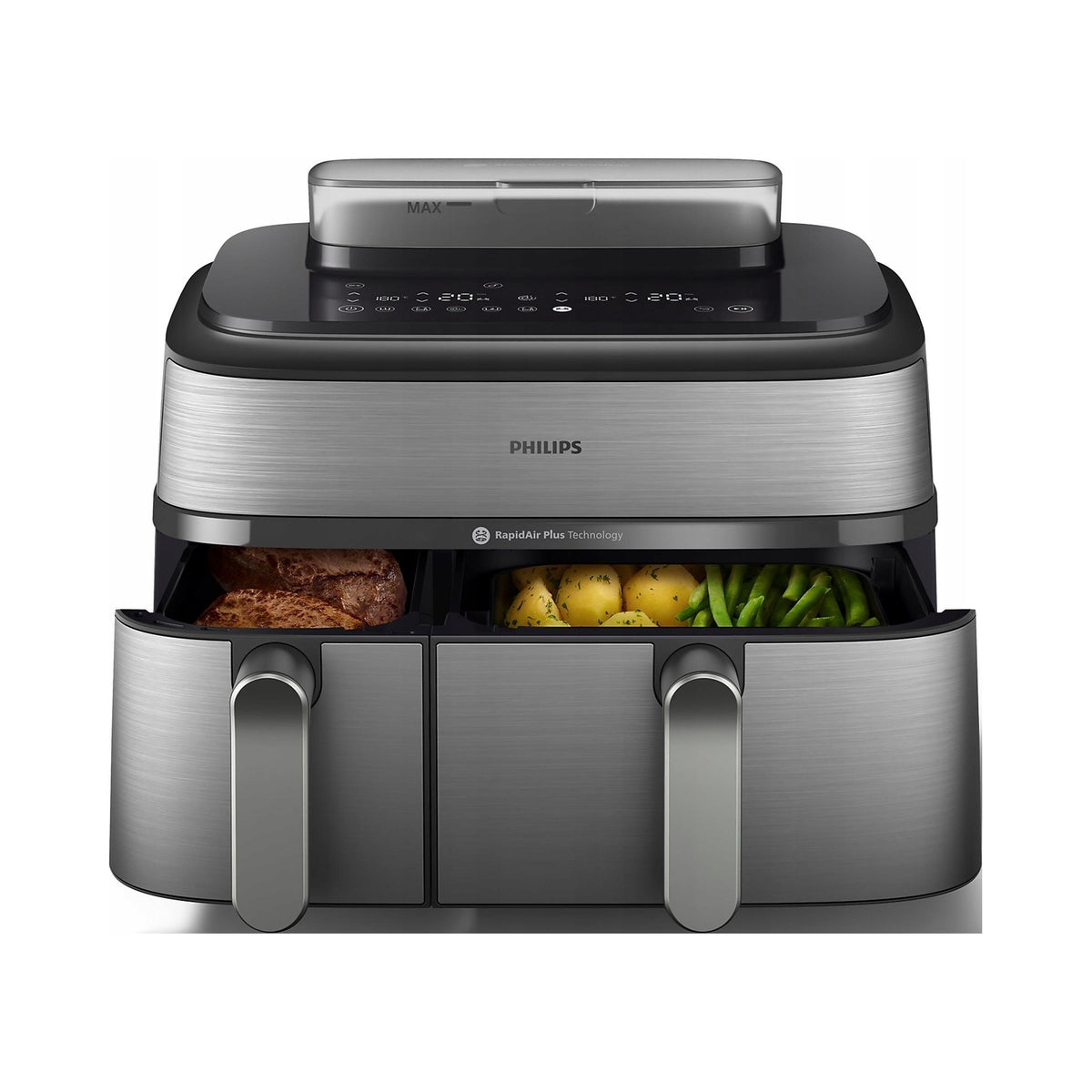 Frytkownica beztłuszczowa Airfryer Philips NA555/00 9l 2750W dwa kosze srebrny/szary