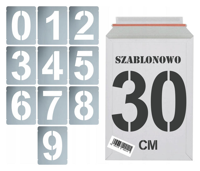 Szablony malarskie wielorazowe Cyfry 30cm zestaw Do Malowania Cyfr 10szt. numeracja, oznaczenia liczbowe na ściany i powierzchnie