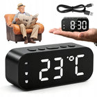 Budzik zegar elektroniczny duży wyświetlacz LED zegar budzik funkcja snooze cyfrowy do sypialni, czarny, średnica 9 cm