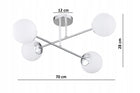 Lampa Wisząca Sufitowa Żyrandol Chrom Białe Kule Milo LED E27 oświetlenie do salonu i jadalni, 4 źródła światła