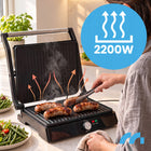 Grill elektryczny opiekacz toster do kanapek panini rozkładany mocny 2200W nominalna czarny