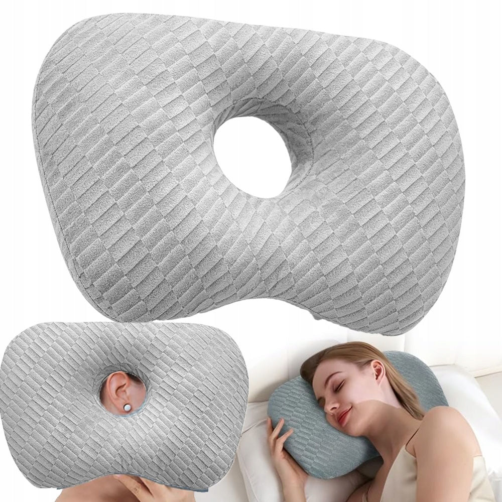 Poduszka z Otworem Na Ucho szary Piercing Na Słuchawki Kolczyk Wygodna 44 cm