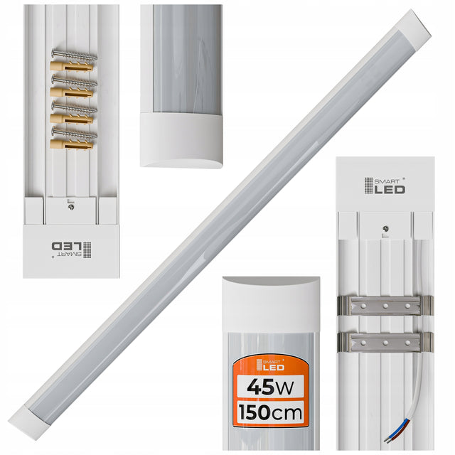 Lampa LED 45W 150cm Oprawa Sufitowa Natynkowa Do Garażu Warsztatu Plafon oświetlenie liniowe prostokątne białe, światło neutralne, zintegrowane źródło