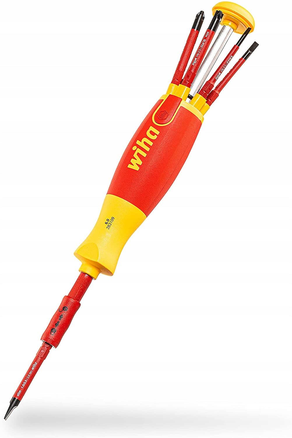 Wiha Wkrętak z Wymiennymi Końcówkami Liftup SL/PH/PZ Electric VDE izolowany zestaw narzędzi do prac elektrycznych, 6