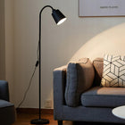 Lampa Stojąca Podłogowa Czarna Mat Regulowana 168cm E27 LED Włącznik Metal do salonu, sypialni, biura i jadalni