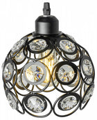 Lampa sufitowa czarna E27 jednopunktowa zdobiony klosz z kryształami oświetlenie wiszące metalowe 20 cm do salonu i