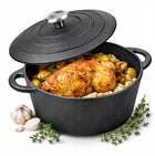 Garnek żeliwny 4,8 L do Pieczenia Kociołek brytfanna 26cm Indukcja Gaz z pokrywką, do piekarnika, na kuchnię ceramiczną