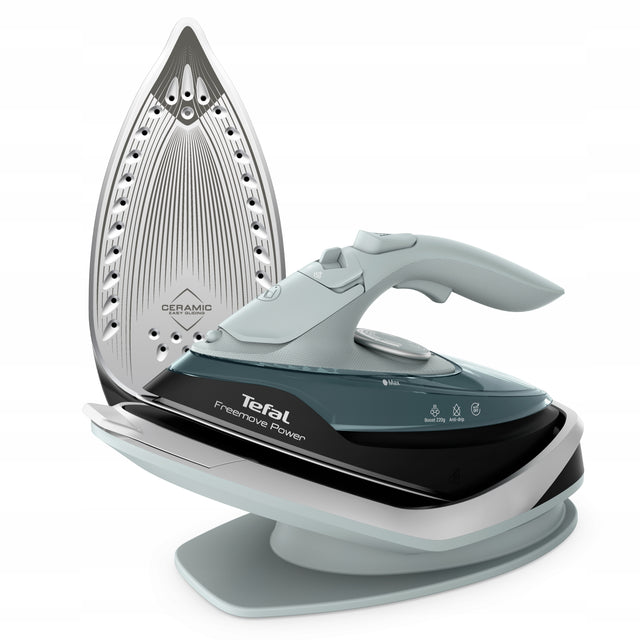 Bezprzewodowe żelazko parowe Tefal FV6670 ceramiczne anti-drip strażak do prasowania ubrań, uderzenie pary 220 g/min, wyłącznik automatyczny