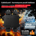Poczwórna hermetyczna puszka kablowa instalacyjna IP68 CableGuard czarna 4x mufa elektryczna do łączenia przewodów