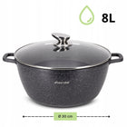 GARNEK 8,0 L tradycyjny MARMUROWY KOCIOŁEK POKRYWA INDUKCJA GAZ KAMILLE aluminiowy 30 cm do piekarnika, zmywarki