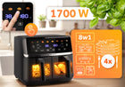 Frytkownica beztłuszczowa dwukomorowa duża 10,2l AIR fryer XL berdsen 1700W czarny