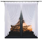 Firana woal biała z gipiurą „woda” 300x150 cm gotowa do kuchni i pokoju zestaw dekoracyjny na taśmie, tunelu lub żabkach
