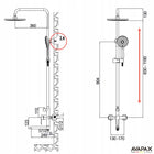 Zestaw prysznicowy kolumna prysznicowa deszczownica z baterią wannową inox natynkowy z mieszaczem, słuchawka i wąż do