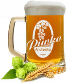 KUFEL do Piwa z GRAWEREM na PREZENT URODZINY DZIEŃ CHŁOPAKA szklanka 620 ml, bezbarwne szkło, upominek dla mężczyzny