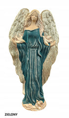 Figurka Anioł duży gloria Wyjątkowy Idealny Prezent Anielica wys-42 cm ozdoba ceramiczna do domu, biało-szara dekoracja