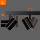 Oprawa Halogenowa 3X GU10 Lampa Sufitowa Natynkowa Ruchoma SPOT Kinkiet plafon prostokątny czarny 38 cm do pokoju
