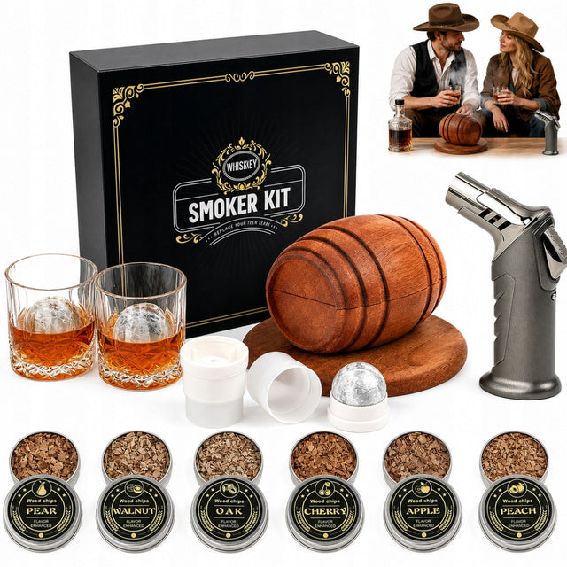 Zestaw do Wędzenia whisky smoker Prezent na Urodziny dla Mężczyzny. aromatyzer alkoholu dymem, akcesorium barmańskie, koktajle