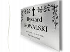 Tabliczka nagrobkowa nagrobna grób krzyż 30x20cm UV Srebrna Szczotkowana tablica na cmentarz z tworzywa sztucznego