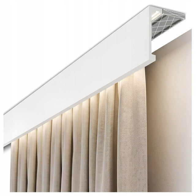 Maskownica Listwa Karniszowa Profil do LED Polimer Biała 10 x 300cm (2x150) osłona prowadnicy sufitowej z tworzywa, dwutorowa
