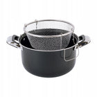 GARNEK DO SMAŻENIA FRYTEK PĄCZKÓW GOTOWANIA MAKARONU Z SITKIEM KAMILLE naczynie stalowe 4 l, powłoka non-stick