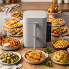 Frytkownica beztłuszczowa dwukomorowa pionowa panel boczny LED Air Fryer szary