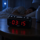 Budzik elektroniczny zegar sieciowy duży wyświetlacz LCD alarm 24H czarny cyfrowy do sypialni biura domu z cyframi