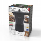 Kawiarka Zaparzacz do Kawy Adler AD 4421 - Intensywne Espresso w 320ml aluminiowa, 6 filiżanek, czarna, można myć w