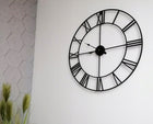 Duży metalowy zegar ścienny 80 CM czarny cichy mechanizm arventa style dekoracja salonu, tarcza analogowa, cyfry