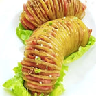 Maszynka krajalnica do ziemniaków warzyw chipsów zakręcona frytka spirala ręczny spiralizer kuchenny, czerwono-srebrny