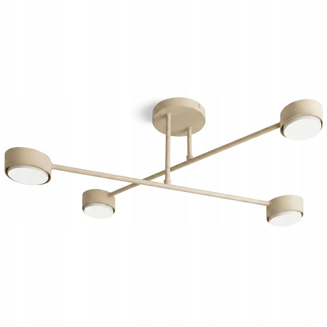 Nowoczesna Lampa Sufitowa Plafon Żyrandol Spot Beż Ecru Kaszmir 4x Gx53 LED oprawa metalowa do salonu i sypialni