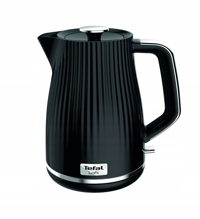 Czajnik elektryczny tefal Loft 2400 w czarny KO250830 do gotowania wody, pojemność 1,7 l, grzałka płytowa, filtr, z tworzywa