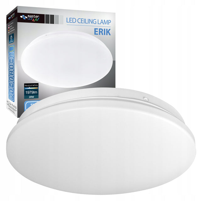 Plafon LED Panel Sufitowy Natynkowy Lampa 18W Nie Mruga Okrągły Biały oprawa do wnętrz, zintegrowane źródło, neutralna barwa światła