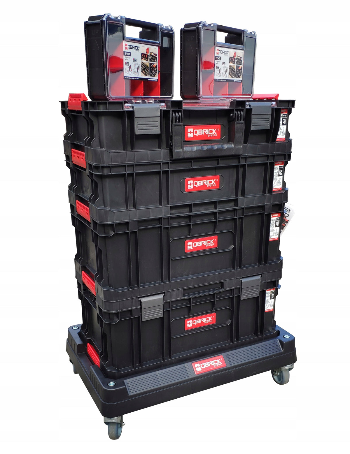 Skrzynka narzędziowa Qbrick system TWO platform set 7w1 mobilny organizer warsztatowy na kółkach, moduły z przegrodami