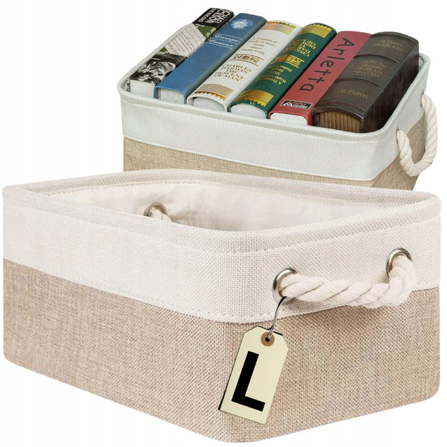 Organizer do przechowywania boho kosz pojemnik na pranie zabawki łazienka L pudełko tekstylne beżowo-brązowe 26,24 l 32x41x13 cm