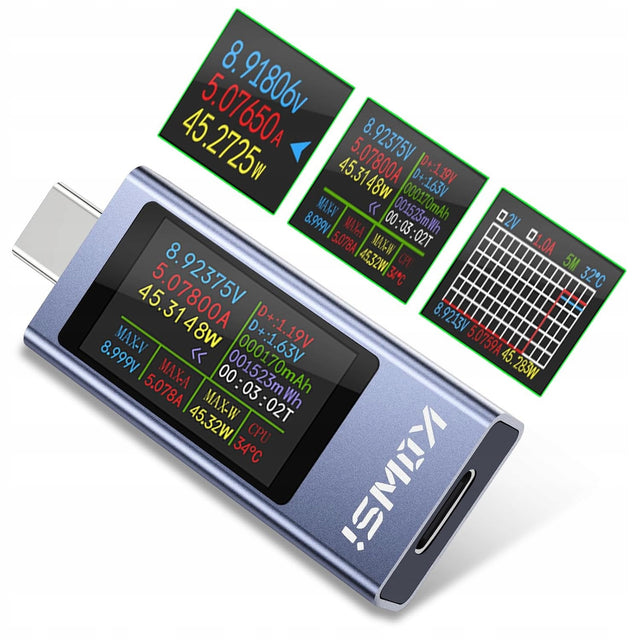 Tester USB C 360W miernik napięcia prądu mocy 12A LCD analizator ładowania, kontrola ładowarek i przewodów