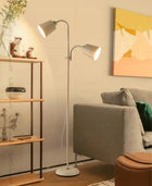 Lampa Stojąca Podłogowa Regulowana 170cm Nowoczesna Na 2x E27 LED Włącznik biały, brązowy