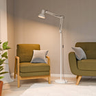 Lampa Podłogowa Stojąca LED E27 185cm Regulowana do Czytania Włącznik Biała oprawa oświetleniowa, salon, sypialnia